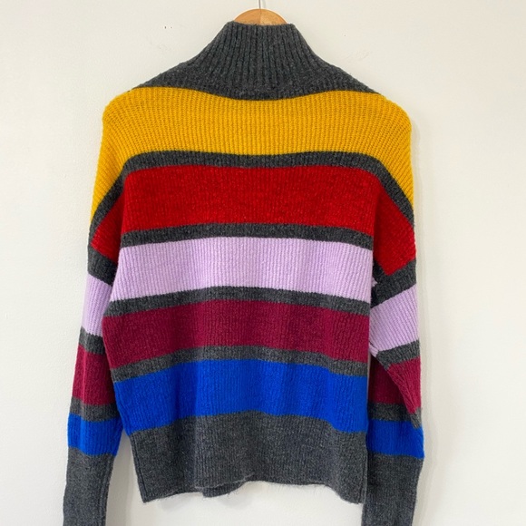 Express Color Block Stripe Mock Neck Sweater - Picture 3 of 5